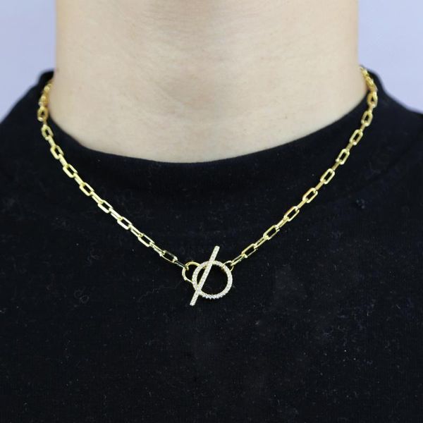 16" 18" gold color paper clip chain collar fashion women jewelry micro pave cz toggle clasp necklace chains, Silver
16" 18" gold color paper clip chain collar fashion women jewelry micro pave cz toggle clasp necklace chains, Silver