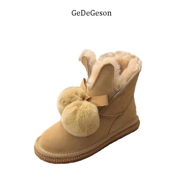 boots high end snow women warm wool real fur lining ball decoration cowhide nu-buck upper comfortable sweet ladies style, Black
boots high end snow women warm wool real fur lining ball decoration cowhide nu-buck upper comfortable sweet ladies style, Black