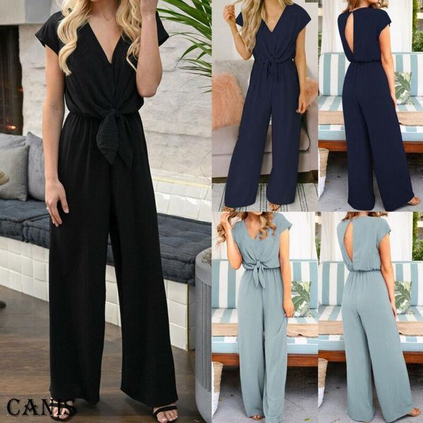 summer casual short sleeve women jumpsuit v neck solid high waist loose simple, Black;white
summer casual short sleeve women jumpsuit v neck solid high waist loose simple, Black;white