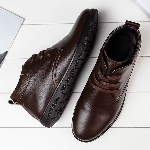 88926 autumn and winter men's shoes high cowhide lace up formal casual leather large cotton thickened busins, Black
88926 autumn and winter men's shoes high cowhide lace up formal casual leather large cotton thickened busins, Black