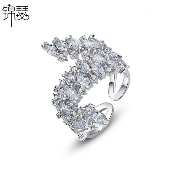 925 sterling silverboutique zirconium diamond ring lingyi fashion temperament women's copper inlaid gift, Golden;silver
925 sterling silverboutique zirconium diamond ring lingyi fashion temperament women's copper inlaid gift, Golden;silver