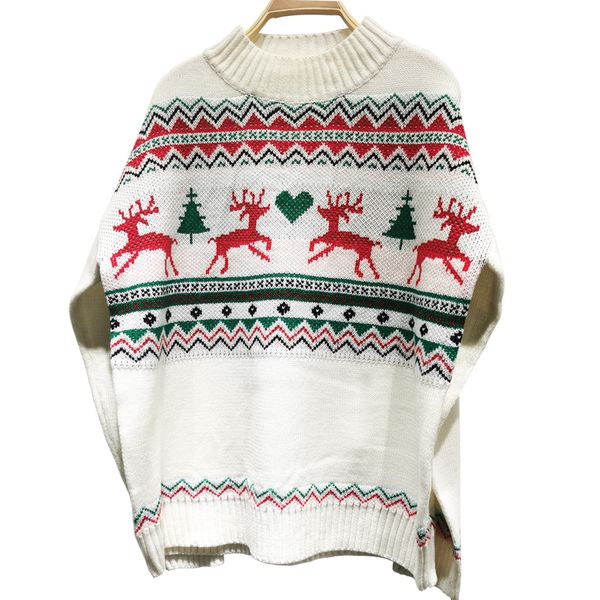 christmas sweater crew neck pattern loose white thick wool blend casual pullover sweatshirt top, White;black
christmas sweater crew neck pattern loose white thick wool blend casual pullover sweatshirt top, White;black