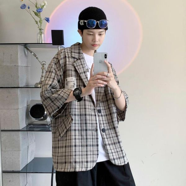men's suits & blazers summer plaid casual suit men korean fashion loose business striped social all-match short-sleeved, White;black
men's suits & blazers summer plaid casual suit men korean fashion loose business striped social all-match short-sleeved, White;black