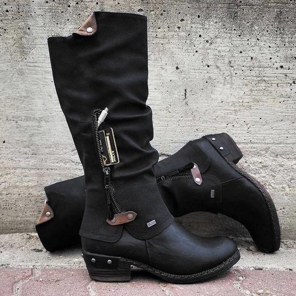 boots women's mid calf vintage british pu leather woman low heel ladies fashion retro long cool motorcycle, Black
boots women's mid calf vintage british pu leather woman low heel ladies fashion retro long cool motorcycle, Black