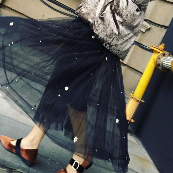 skirts style temperament self-cultivating elastic gauze pearls high waist skirt tulle, Black
skirts style temperament self-cultivating elastic gauze pearls high waist skirt tulle, Black