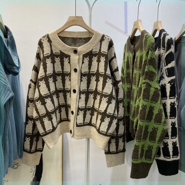 women's knits & tees 2021 fashion round neck long-sleeved knitted cardigan women jacquard western retro loose single-breasted sweater, White
women's knits & tees 2021 fashion round neck long-sleeved knitted cardigan women jacquard western retro loose single-breasted sweater, White