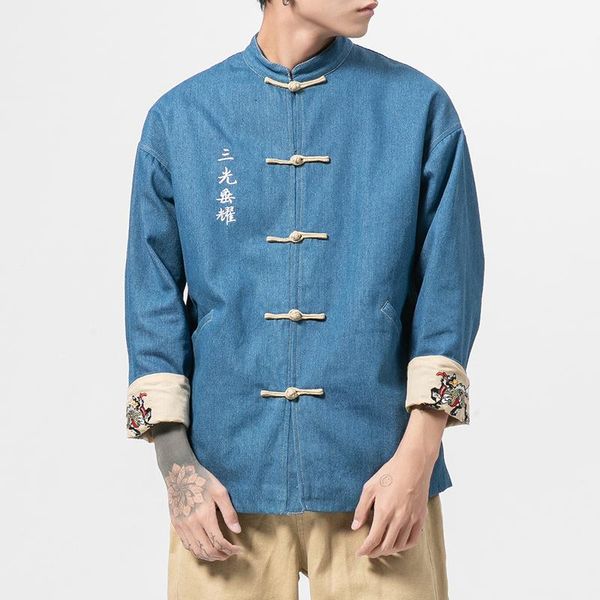 men's jackets autumn winter men fall fashion chinese pattern embroidery denim jacket streetwear hip hop casual jeans coat overcoat, Black;brown
men's jackets autumn winter men fall fashion chinese pattern embroidery denim jacket streetwear hip hop casual jeans coat overcoat, Black;brown
