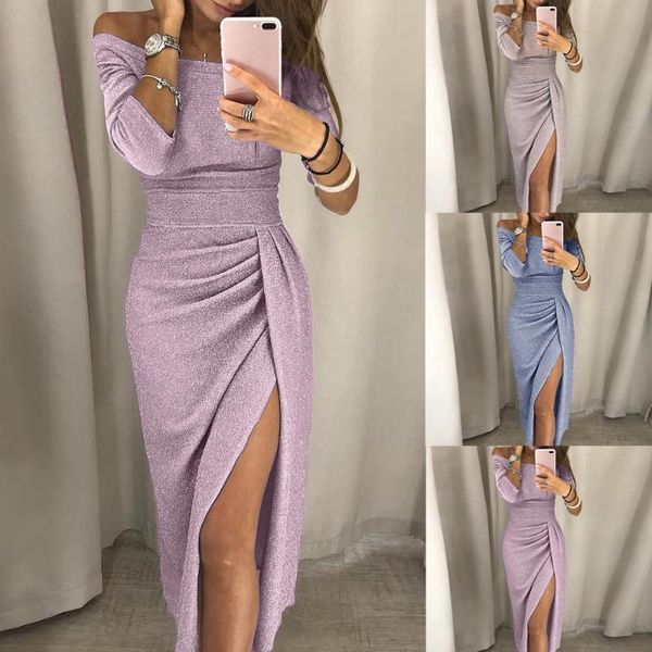 casual dresses slit sheath party dress women off shoulder high long sleeve bodycon solid color sukienka fashion robe, Black;gray
casual dresses slit sheath party dress women off shoulder high long sleeve bodycon solid color sukienka fashion robe, Black;gray