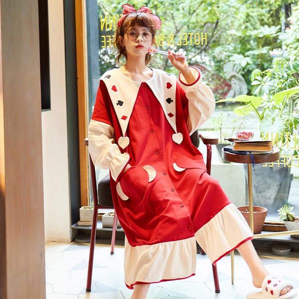 sweet comfortable girl homewear suit loose casual sleepwear spring pajamas sets women underwear long seeves women's sleep lounge, Black;red
sweet comfortable girl homewear suit loose casual sleepwear spring pajamas sets women underwear long seeves women's sleep lounge, Black;red