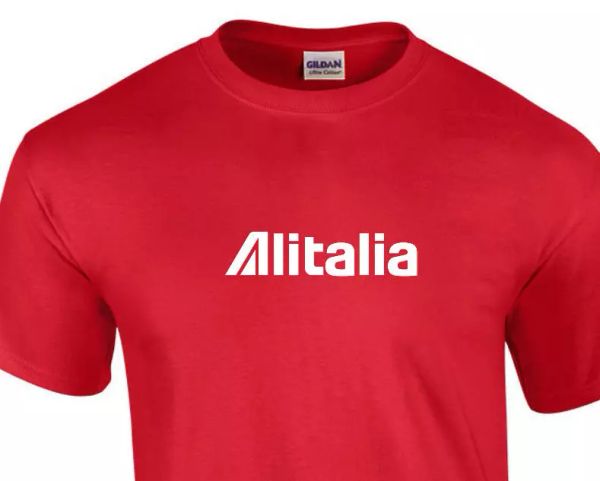 alitalia white retro logo italian airline red cotton short sleeve t-shirt, White;black
alitalia white retro logo italian airline red cotton short sleeve t-shirt, White;black