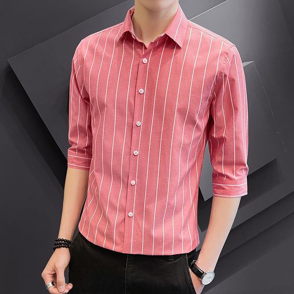 men's shirt korean fashion quarter sleeve 2021 summer casual slim fit clothes, White;black
men's shirt korean fashion quarter sleeve 2021 summer casual slim fit clothes, White;black