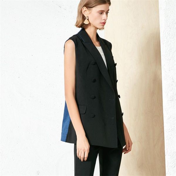 women's vests color matching black and blue contrast suit collar vest jacket 2021 spring fashion sleeveless coats waistcoat y1445, Black;white
women's vests color matching black and blue contrast suit collar vest jacket 2021 spring fashion sleeveless coats waistcoat y1445, Black;white