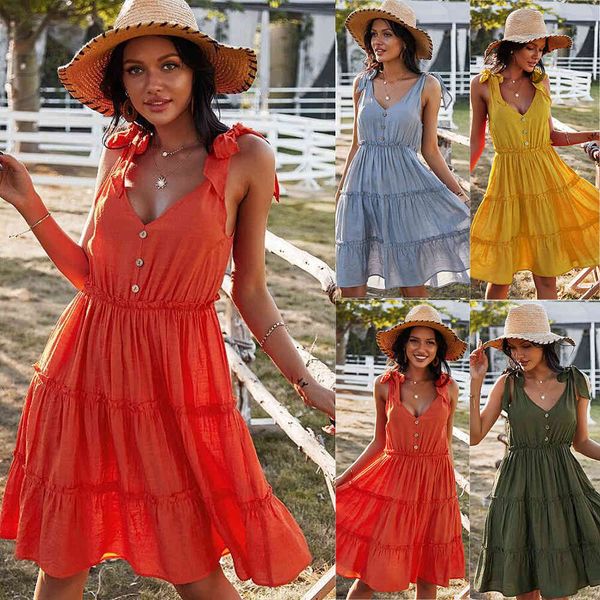 vintage v-neck midi dress summer solid a-line dress casual vacation beach sleeveless dress women's clothing vestido 210514, Black;gray
vintage v-neck midi dress summer solid a-line dress casual vacation beach sleeveless dress women's clothing vestido 210514, Black;gray