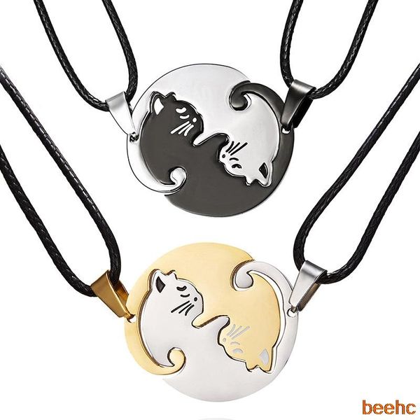 pendant necklaces black white cat necklace for couple lovers splice bff friend yinyang collars stainless steel jewelry, Silver
pendant necklaces black white cat necklace for couple lovers splice bff friend yinyang collars stainless steel jewelry, Silver