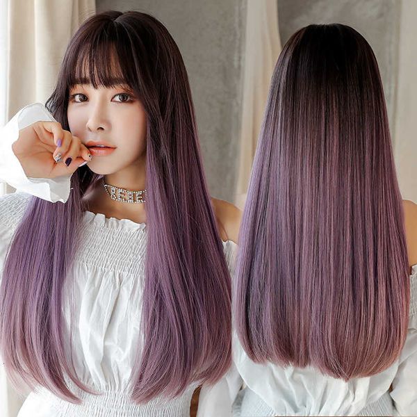 women's korean fashion hair long straight wig jiafa chemical fiber headgear, Black
women's korean fashion hair long straight wig jiafa chemical fiber headgear, Black