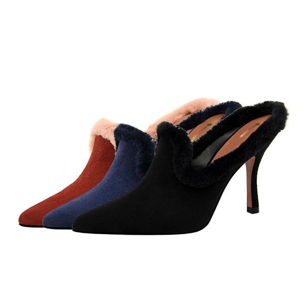 fashion autumn & spring women's shoes high heel pointed toe faux fur suede pumps female slippers 3 colors dress, Black
fashion autumn & spring women's shoes high heel pointed toe faux fur suede pumps female slippers 3 colors dress, Black