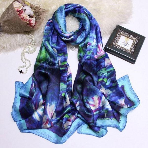 scarves monet's water lily printed fashion 100% silk georgette scarf all-season pashmina women accessory zscj37 drop, Blue;gray
scarves monet's water lily printed fashion 100% silk georgette scarf all-season pashmina women accessory zscj37 drop, Blue;gray