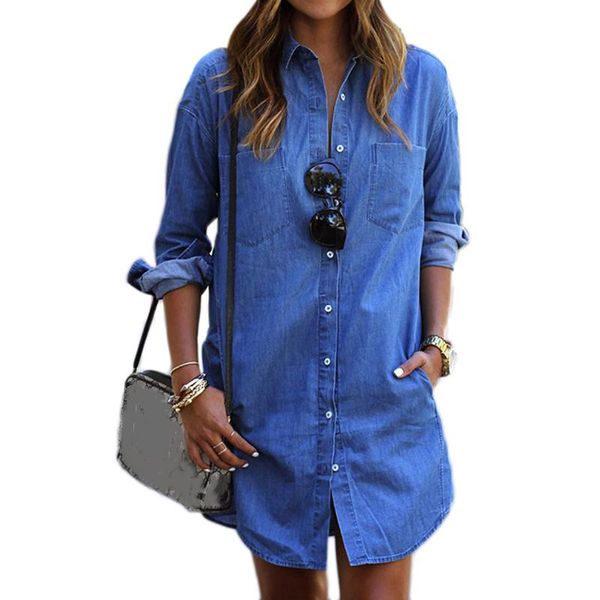 women 2021 autumn denim mini dress female casual loose long sleeve vintage shirt dresses vestidos blouses, Black;gray
women 2021 autumn denim mini dress female casual loose long sleeve vintage shirt dresses vestidos blouses, Black;gray