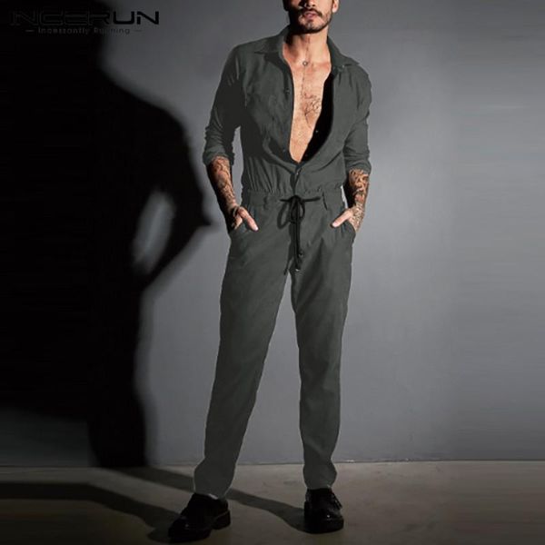 leisure pockets suspenders incerun men solid color jumpsuits fashion long sleeve lapel rompers mens buttons drawstring bib pants men's, Black
leisure pockets suspenders incerun men solid color jumpsuits fashion long sleeve lapel rompers mens buttons drawstring bib pants men's, Black