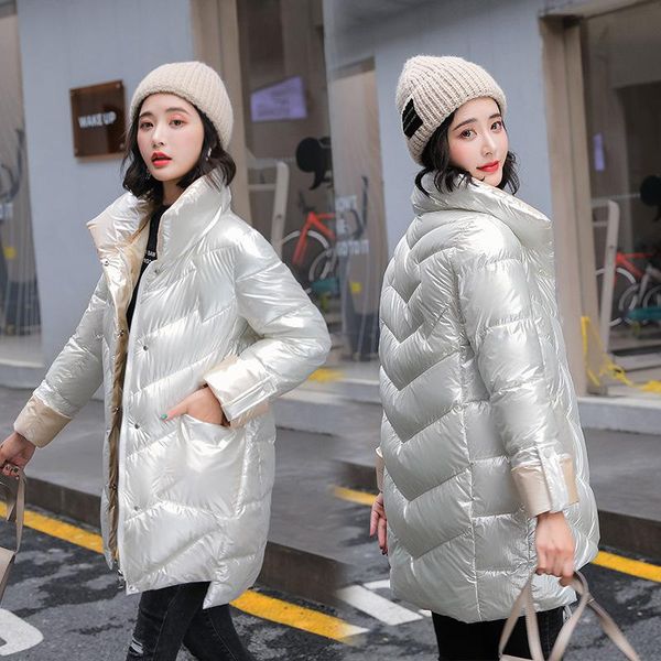 women's down & parkas kalenmos fashion shiny cloth women contrast high collar coat solid color straight bread jacket 2021 korean woman, Black
women's down & parkas kalenmos fashion shiny cloth women contrast high collar coat solid color straight bread jacket 2021 korean woman, Black