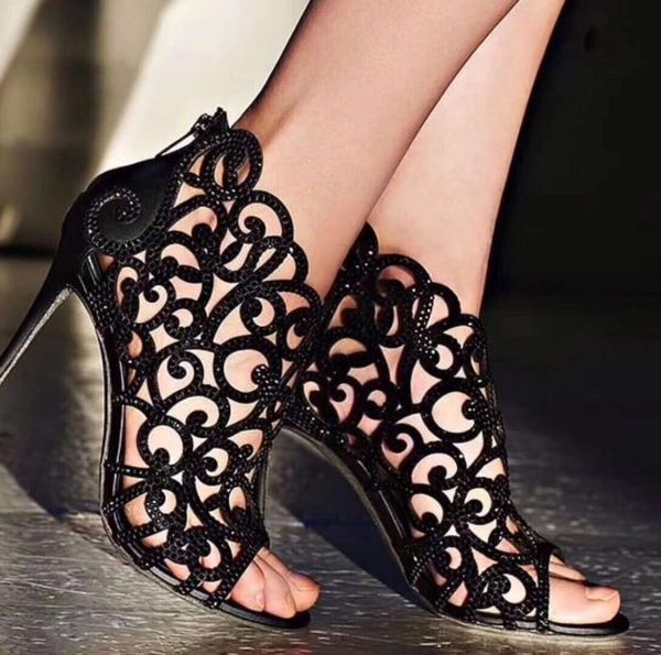est small rhinestone women fashion cut out sandals open toe ladies elegant high heels zipper back wedding shoes, Black
est small rhinestone women fashion cut out sandals open toe ladies elegant high heels zipper back wedding shoes, Black