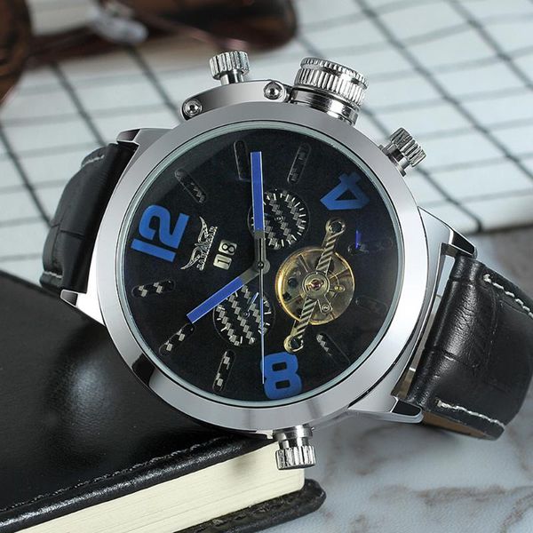 jaragar 2021 casual fashion automatic watch mens tourbillon big crown dial calendar genuine leather mechanical relogio masculino wristwatche, Slivery;brown
jaragar 2021 casual fashion automatic watch mens tourbillon big crown dial calendar genuine leather mechanical relogio masculino wristwatche, Slivery;brown