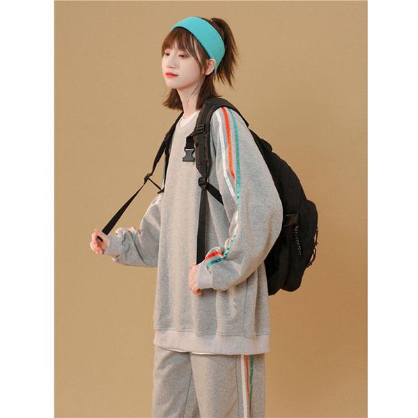 women's two piece pants sportswear suit spring and autumn sports two-piece student retro fashion casual long-sleeved trousers, White
women's two piece pants sportswear suit spring and autumn sports two-piece student retro fashion casual long-sleeved trousers, White