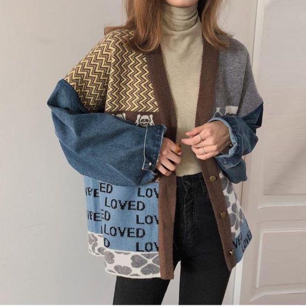 women's jackets women patchwork fashion denim jacket retro street style long sleeve distressed casual loose single-breasted v-neck wint, Black;brown
women's jackets women patchwork fashion denim jacket retro street style long sleeve distressed casual loose single-breasted v-neck wint, Black;brown