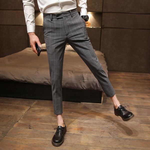 men's pants summer british fashion slim nine-point trend korean casual hair stylist trousers male plaid, Black
men's pants summer british fashion slim nine-point trend korean casual hair stylist trousers male plaid, Black