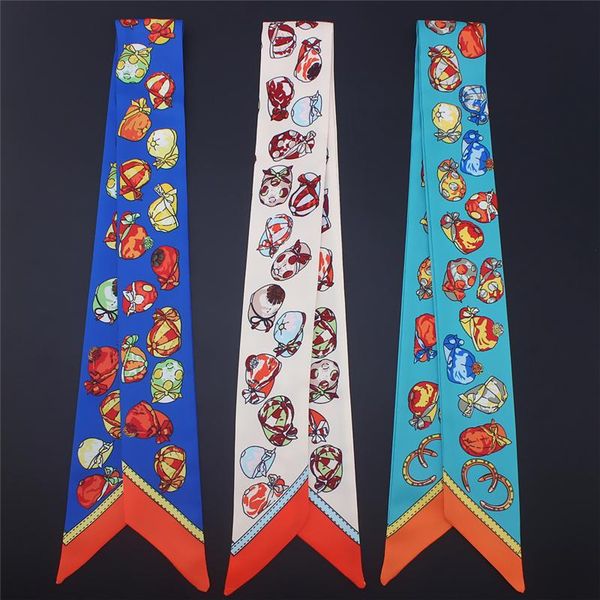 scarves long skinny scarf bag hand tie women silk hair designer lady neck print female headband ribbon, Blue;gray
scarves long skinny scarf bag hand tie women silk hair designer lady neck print female headband ribbon, Blue;gray