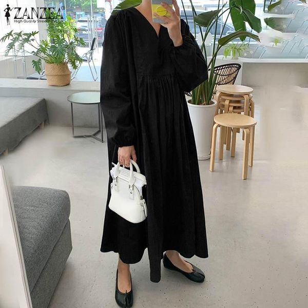 casual dresses zanzea elegant women v-neck full puff sleeve long dress autumn sundress stylish solid party maxi vestidos plus size 5xl, Black;gray
casual dresses zanzea elegant women v-neck full puff sleeve long dress autumn sundress stylish solid party maxi vestidos plus size 5xl, Black;gray