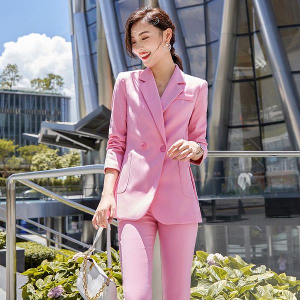 fashion work pant suit women pink apricot black casual single breasted jacket and blazer set with two real pockets women's piece pants, White
fashion work pant suit women pink apricot black casual single breasted jacket and blazer set with two real pockets women's piece pants, White