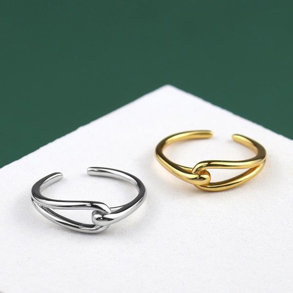 sterling silver knotted ring temperament opening adjustment girl simple jewelry cluster rings, Golden;silver
sterling silver knotted ring temperament opening adjustment girl simple jewelry cluster rings, Golden;silver