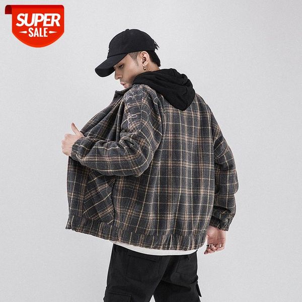 japanese men's jacket woolen loose plaid wide version outer green student #lq9c, Black;brown
japanese men's jacket woolen loose plaid wide version outer green student #lq9c, Black;brown