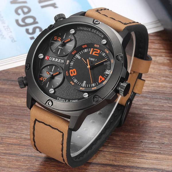 wristwatches curren men's quartz watch multiple time zones sports wrist display business relogio masculino 8262, Slivery;brown
wristwatches curren men's quartz watch multiple time zones sports wrist display business relogio masculino 8262, Slivery;brown