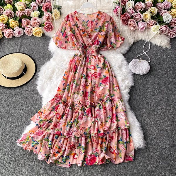 casual dresses summer holiday chiffon floral dress women layered ruffles boho elegant 2021 korean clothing elastic waist v-neck mixi, Black;gray
casual dresses summer holiday chiffon floral dress women layered ruffles boho elegant 2021 korean clothing elastic waist v-neck mixi, Black;gray