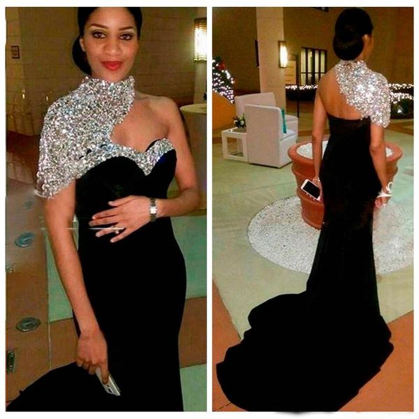 2021 bling bling elegant black long mermaid evening dresses high neck crystal beaded short sleeves women crystal beaded formal prom gowns, Black;red
2021 bling bling elegant black long mermaid evening dresses high neck crystal beaded short sleeves women crystal beaded formal prom gowns, Black;red
