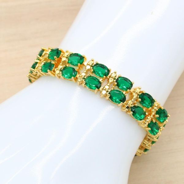link, chain luxurious green zirconia gold color bracelet for women birthday wedding jewelry 19cm 8 colors available, Black
link, chain luxurious green zirconia gold color bracelet for women birthday wedding jewelry 19cm 8 colors available, Black