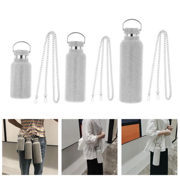 water bottles portable silver insulated bottle with chain bling rhinestone refillable for womens travel outdoor decoration
water bottles portable silver insulated bottle with chain bling rhinestone refillable for womens travel outdoor decoration