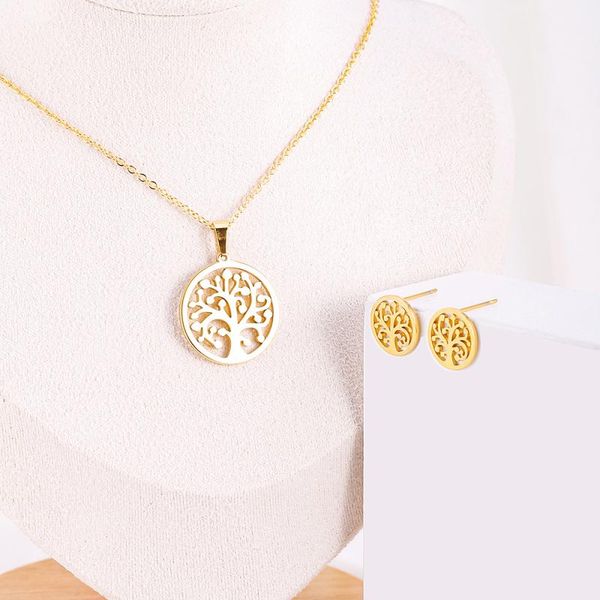 earrings & necklace stainless steel jewelry set for women tree of life female trend party gift 2021, Silver
earrings & necklace stainless steel jewelry set for women tree of life female trend party gift 2021, Silver