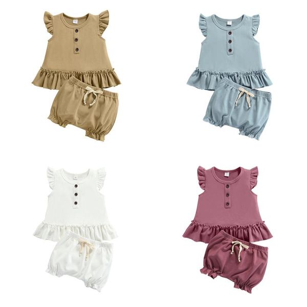 clothing sets baby flying sleeve ruffle button t-shirts +elastic waist shorts solid color toddler infant girls summer casual, White
clothing sets baby flying sleeve ruffle button t-shirts +elastic waist shorts solid color toddler infant girls summer casual, White