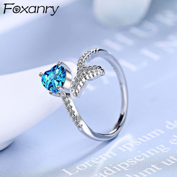 foxanry 925 sterling silver blue stone love heart rings trendy elegant sparkling zircon fishs wedding bride jewelry gifts cluster, Golden;silver
foxanry 925 sterling silver blue stone love heart rings trendy elegant sparkling zircon fishs wedding bride jewelry gifts cluster, Golden;silver