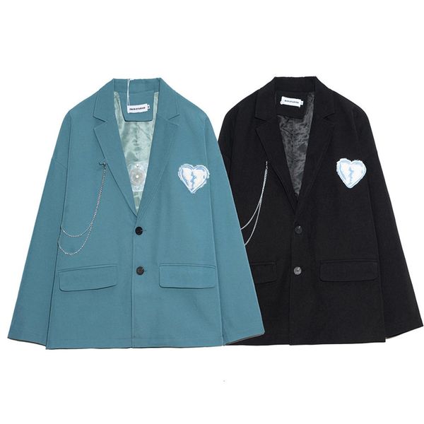 men's suits & blazers suitable for both men and women, heart embroidery, korean harajuku style, loose casual wear, White;black
men's suits & blazers suitable for both men and women, heart embroidery, korean harajuku style, loose casual wear, White;black