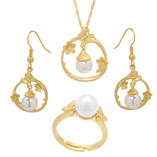 temperament white pearl shell flower necklace earring ring wedding sets elegant bridal jewelry set bridesmaid accessories, Slivery;golden 
temperament white pearl shell flower necklace earring ring wedding sets elegant bridal jewelry set bridesmaid accessories, Slivery;golden
