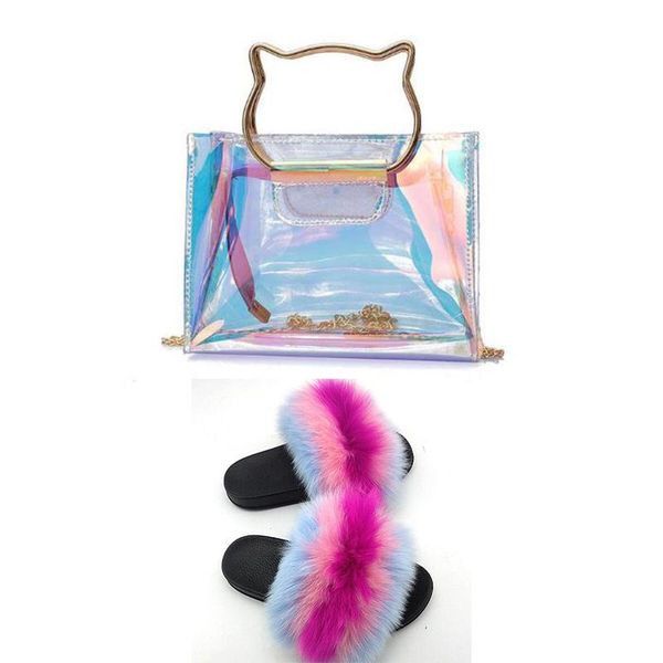 women shoes furry slides and purse sets rainbow fur slippers with jelly glitter bags fluffy sandles modish bag to match, Black
women shoes furry slides and purse sets rainbow fur slippers with jelly glitter bags fluffy sandles modish bag to match, Black