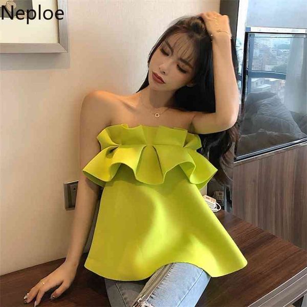 ruffles t shirts women elegant strapless sleeveless off shoulder ladies fashion solid female tees 1a1072 210422, White
ruffles t shirts women elegant strapless sleeveless off shoulder ladies fashion solid female tees 1a1072 210422, White