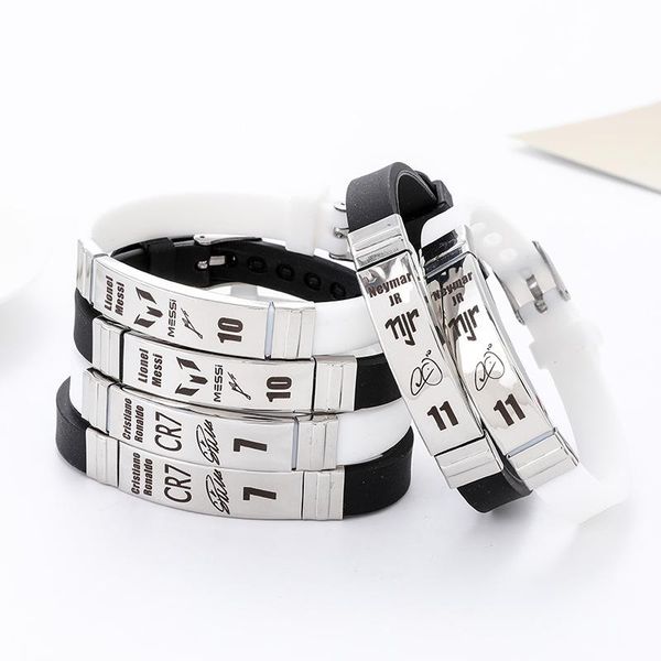 bangle football club star wristband adjustable silicone stainless steel sports bracelet, Black
bangle football club star wristband adjustable silicone stainless steel sports bracelet, Black