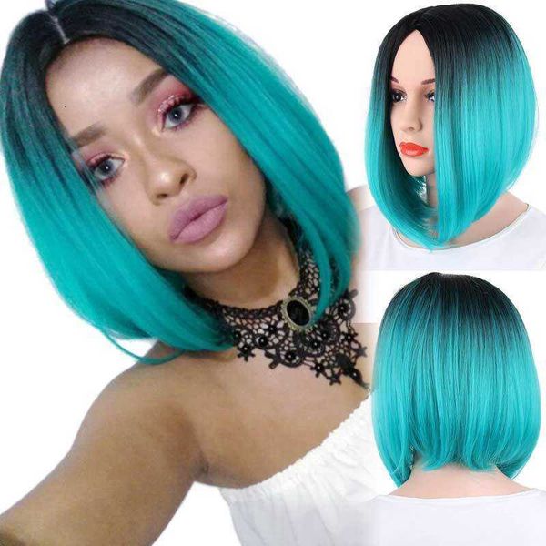 wig women's medium length straight hair wig fashion gradient wave head chemical fiber headgear, Black
wig women's medium length straight hair wig fashion gradient wave head chemical fiber headgear, Black