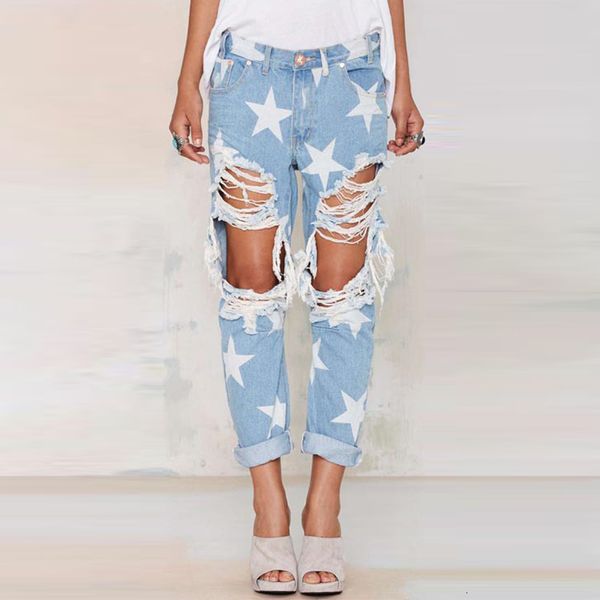 jean female crushed jeans, broken ankles, streetwear, denim, five-pointed print, design plus size, Blue
jean female crushed jeans, broken ankles, streetwear, denim, five-pointed print, design plus size, Blue
