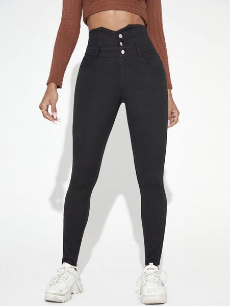 high waist button fly skinny jeans j0vr#, Blue
high waist button fly skinny jeans j0vr#, Blue